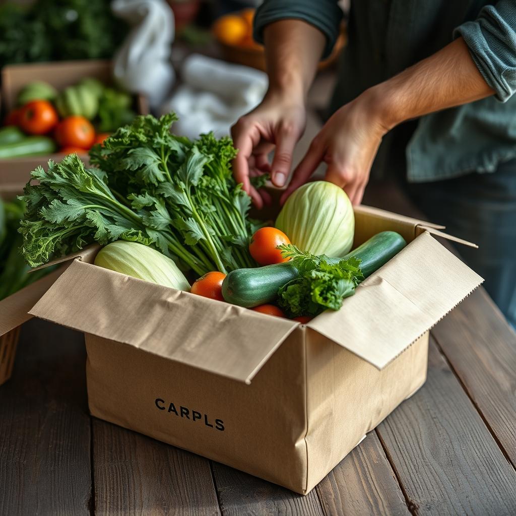 Produce being packed for an order